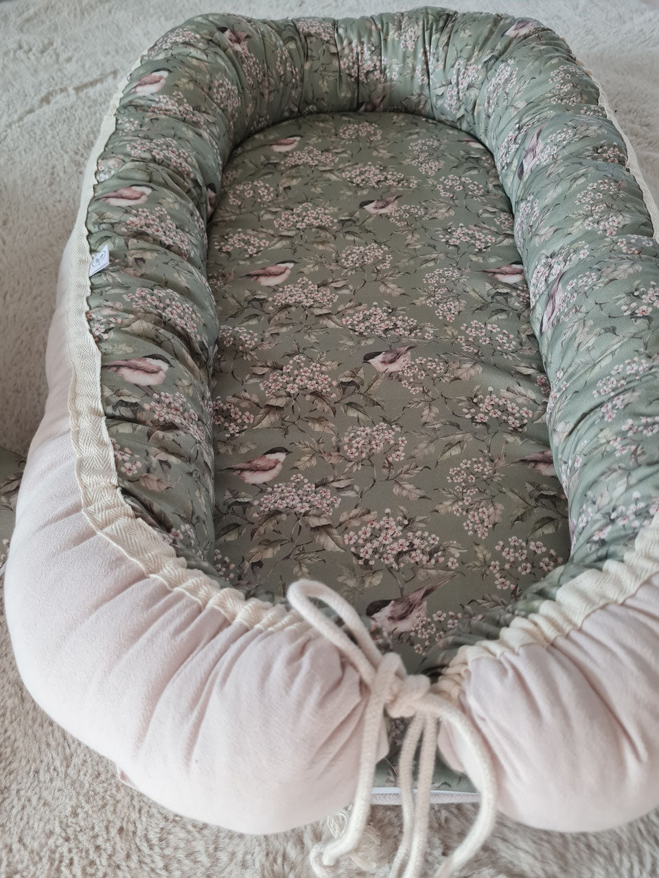 Babynestchen "Vintage Vögel" sand