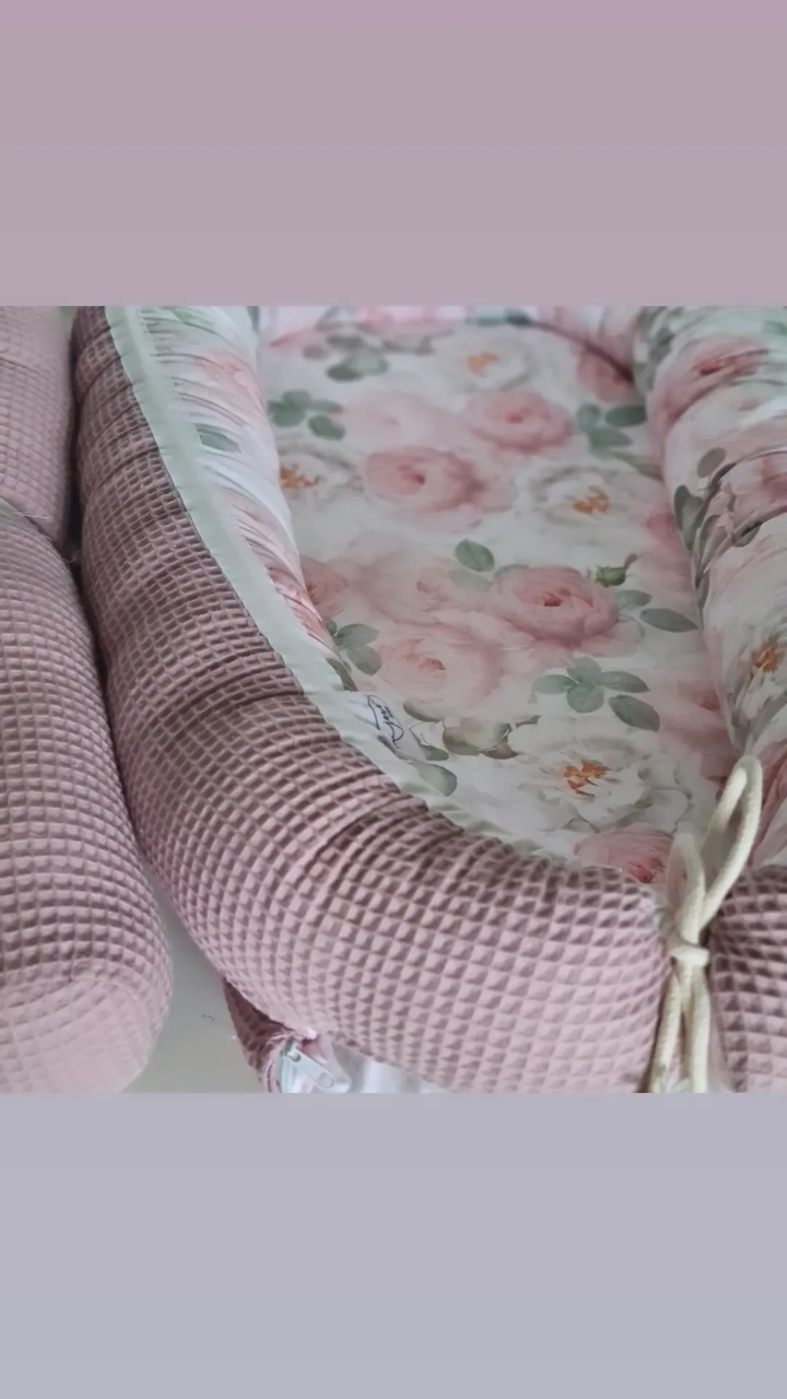 Babynestchen "Rosen" waffelstoff altrosa