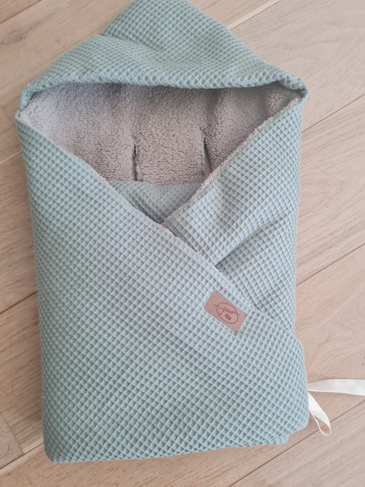 Einschlagdecke "salbei/teddy"