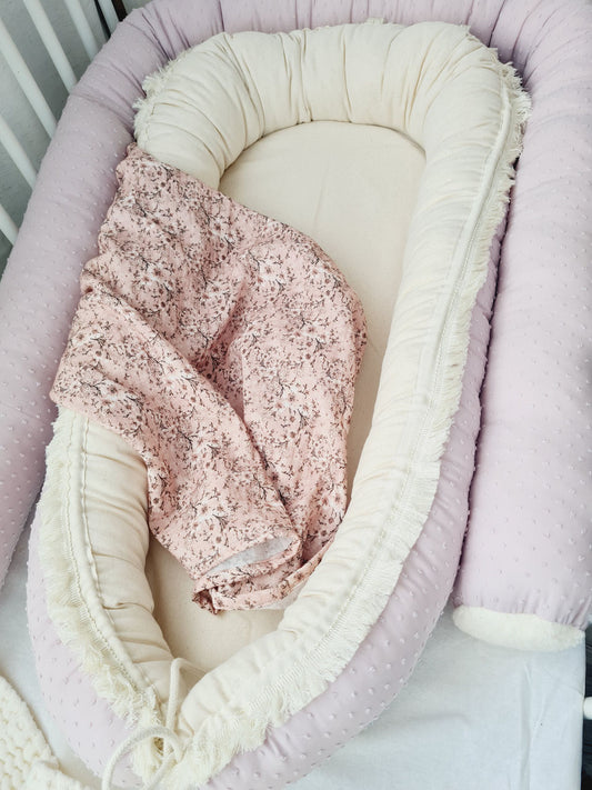 Babynestchen "Boho mit Fransen" altrosa