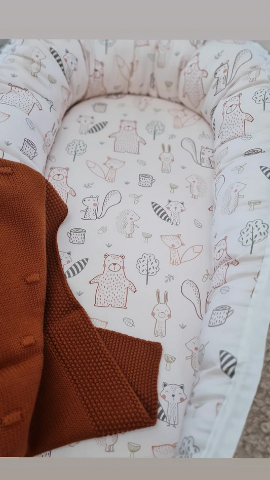 Babynestchen "Waldtiere" boucle braun