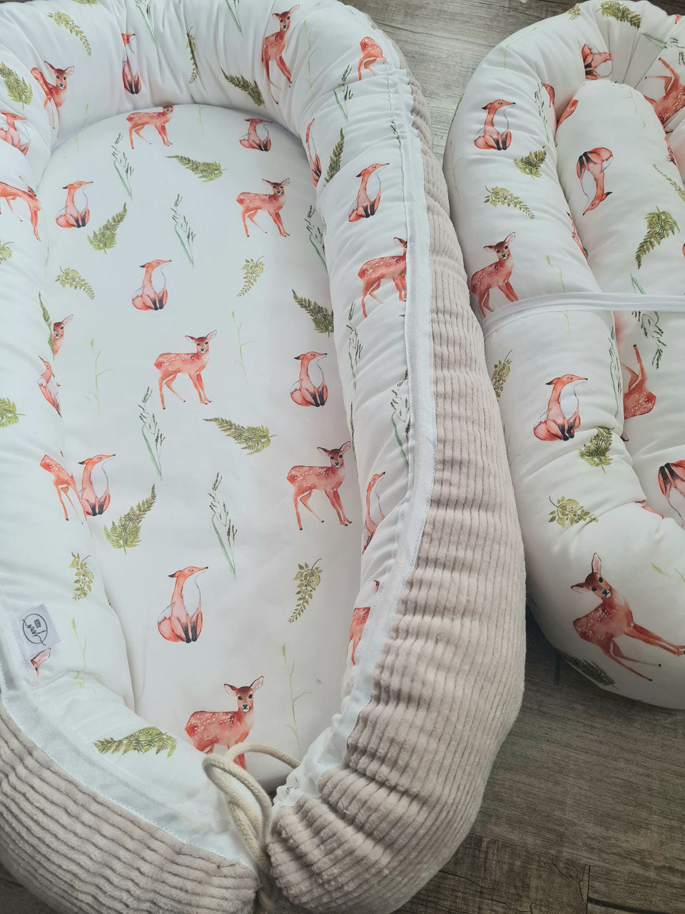 Babynestchen "Waldtiere" Cord sand