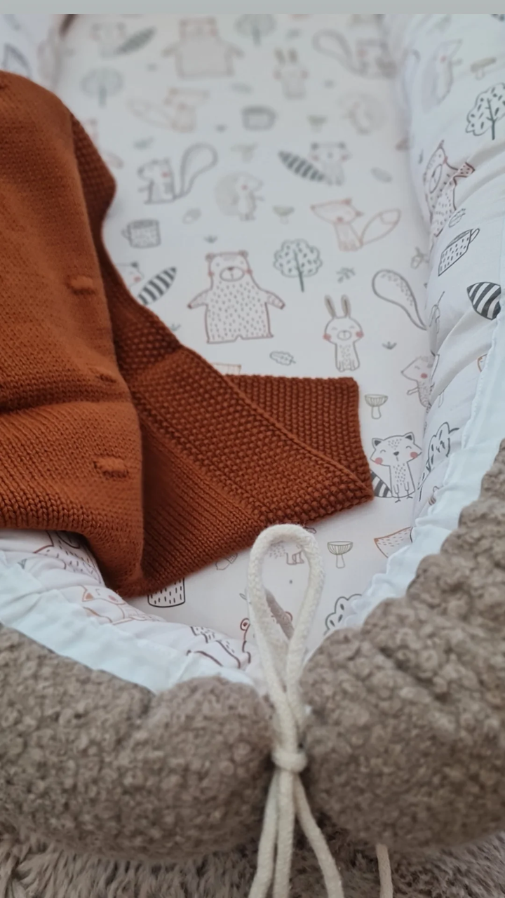 Babynestchen "Waldtiere" boucle braun