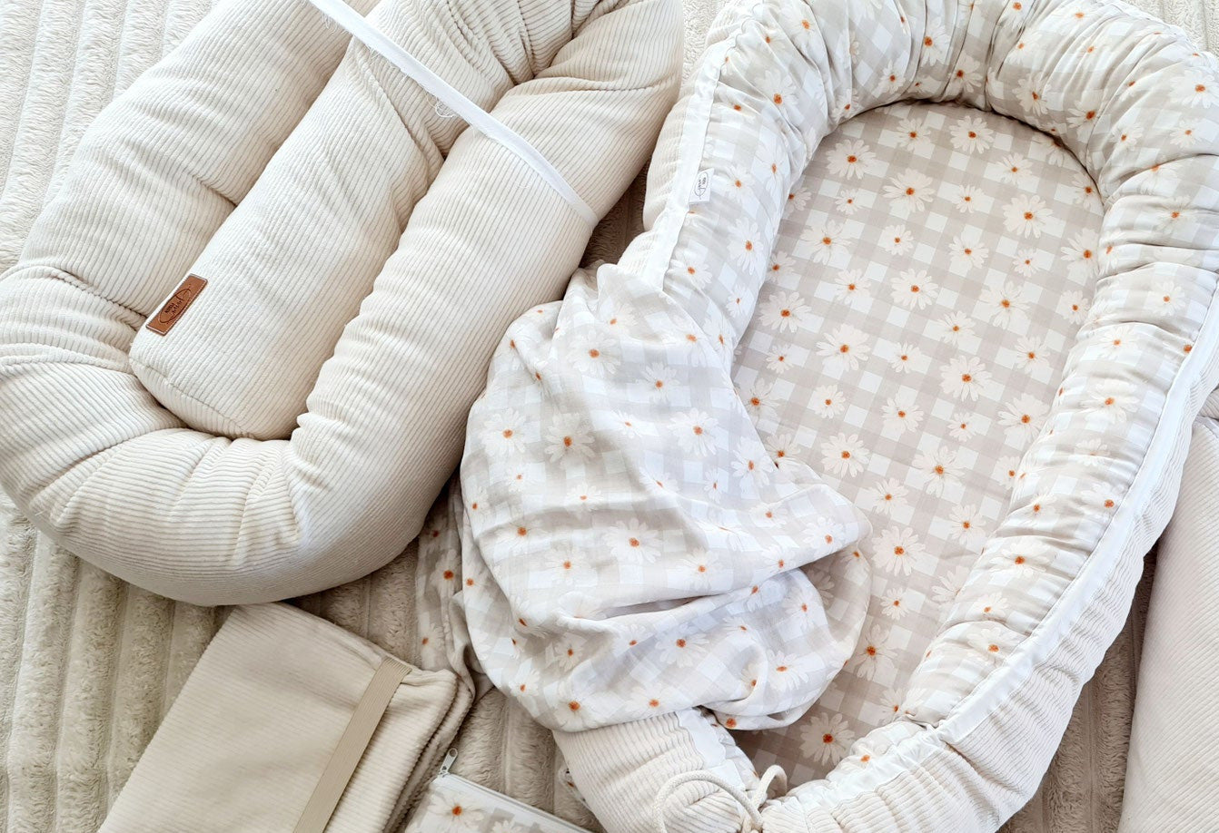Babynestchen "Cord-Karo Blümchen"