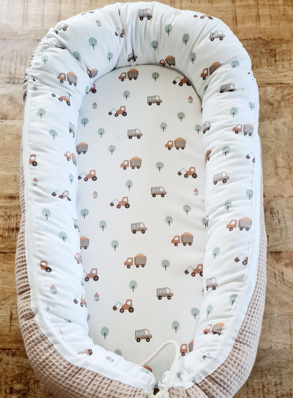 Babynestchen "Fahrzeuge" Waffelstoff sand