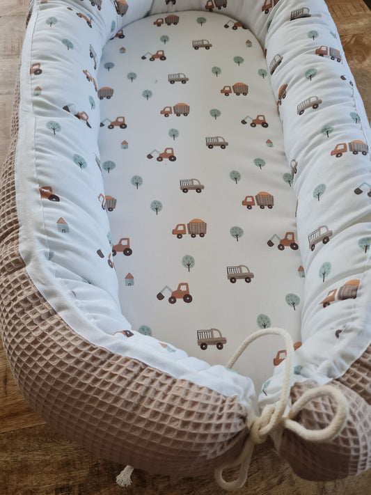 Babynestchen "Fahrzeuge" Waffelstoff sand