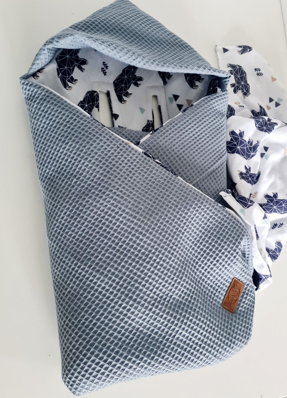 Einschlagdecke "jeansblau/bär musselin"